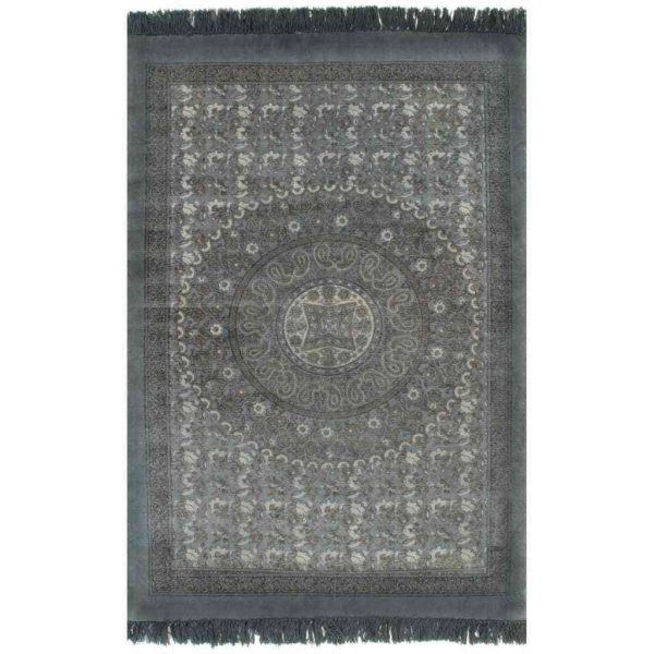 Kilim Rug Cotton with Pattern – 120×180 cm, Grey