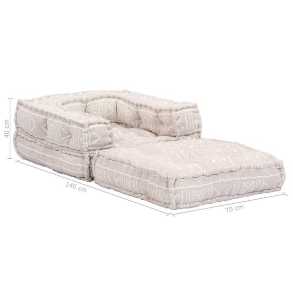 Pontiac Modular Pouffe Fabric – Beige, Armchair With Back And Armrest