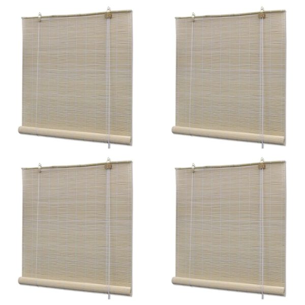 Natural Bamboo Roller Blinds 4 pcs 120×160 cm