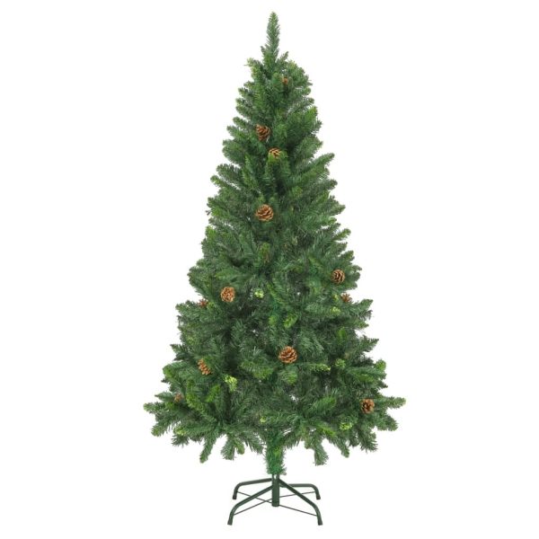 Artificial Christmas Tree with Pine Cones – 150×89 cm, Green