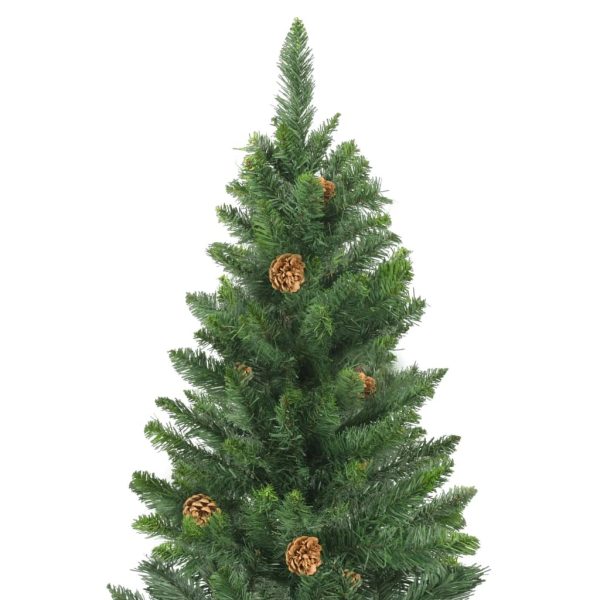 Artificial Christmas Tree with Pine Cones – 180×104 cm, Green