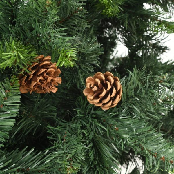 Artificial Christmas Tree with Pine Cones – 210×119 cm, Green
