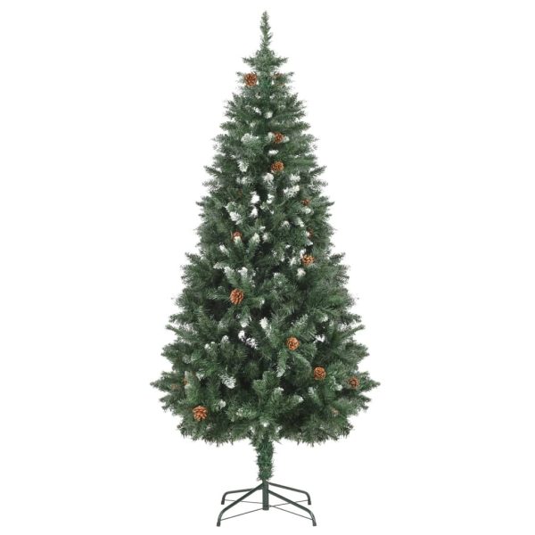 Artificial Christmas Tree with Pine Cones – 180×104 cm, Green and White