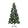 Artificial Christmas Tree with Pine Cones – 210×119 cm, Green and White