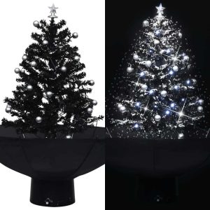 Snowing Christmas Tree with Umbrella Base 75 cm – Black