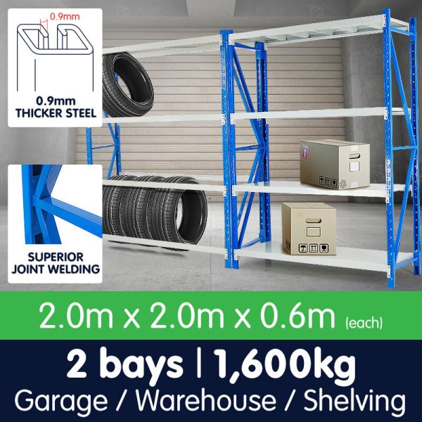 Garage Storage Steel Rack Shelving 2.0m-wide 800kg