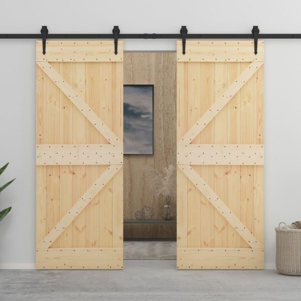 Sliding Door with Hardware Set Solid Pine Wood – 80×210 cm, 1