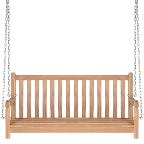 Swing Bench with Cushion 120 cm Solid Teak Wood – Taupe