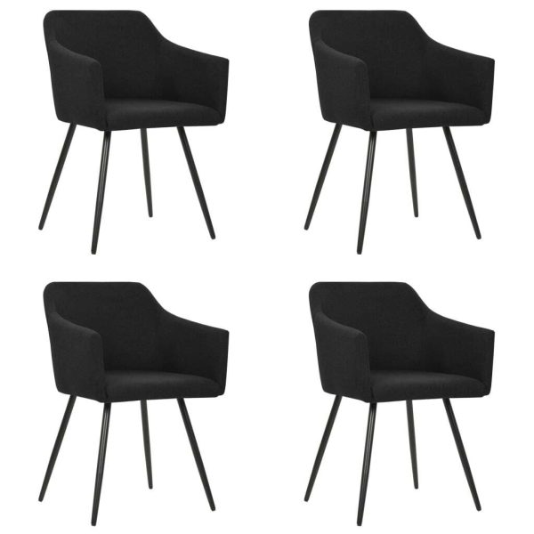 Dining Chairs Fabric – Black, 4