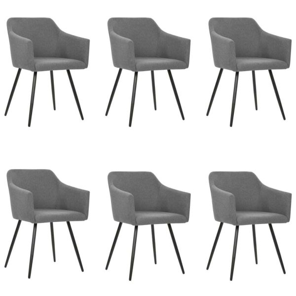Dining Chairs Fabric – Light Grey, 6