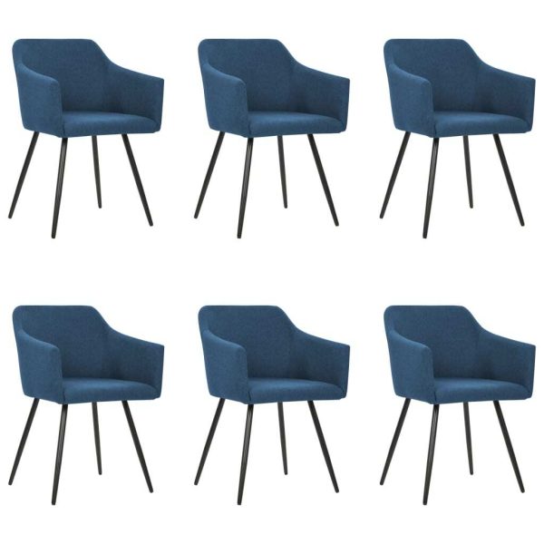 Dining Chairs Fabric – Blue, 6