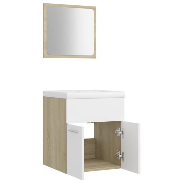 Bathroom Furniture Set Engineered Wood – 41×38.5×46 cm, White and Sonoma Oak