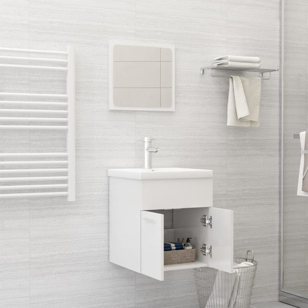 Bathroom Furniture Set Engineered Wood – 41×38.5×46 cm, High Gloss White