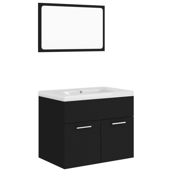 Bathroom Furniture Set Engineered Wood – 60×38.5×46 cm, Black