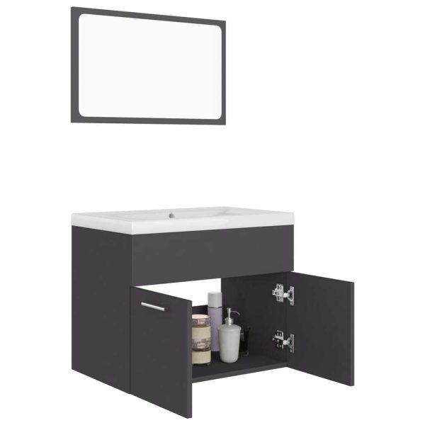 Bathroom Furniture Set Engineered Wood – 60×38.5×46 cm, Grey