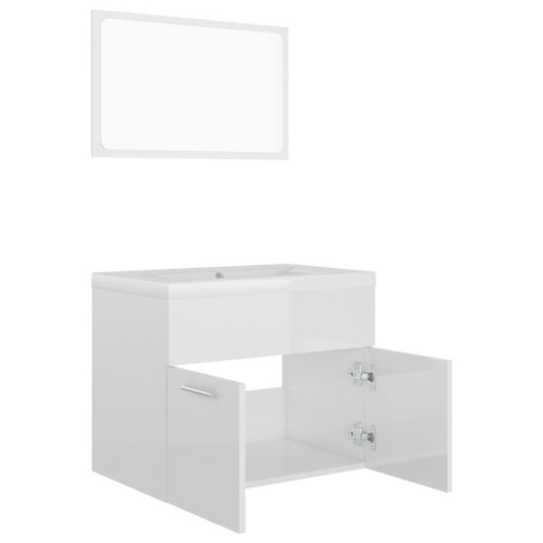 Bathroom Furniture Set Engineered Wood – 60×38.5×46 cm, High Gloss White