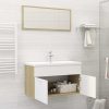 Bathroom Furniture Set Engineered Wood – 80×38.5×46 cm, White and Sonoma Oak