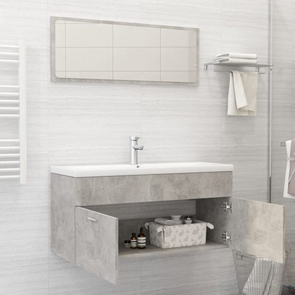 Bathroom Furniture Set Engineered Wood – 100×38.5×46 cm, Concrete Grey