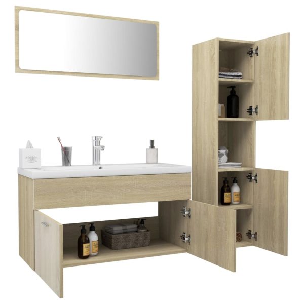 Bathroom Furniture Set Engineered Wood – 90×38.5×46 cm, Sonoma oak