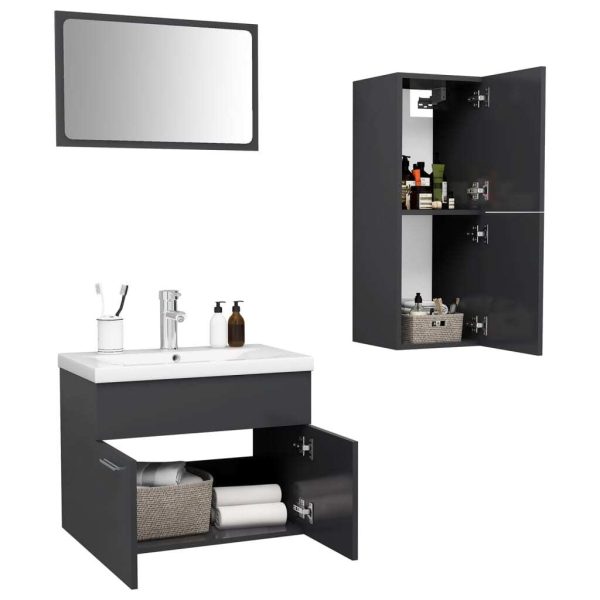 Bathroom Furniture Set Engineered Wood – 60×38.5×46 cm, Grey