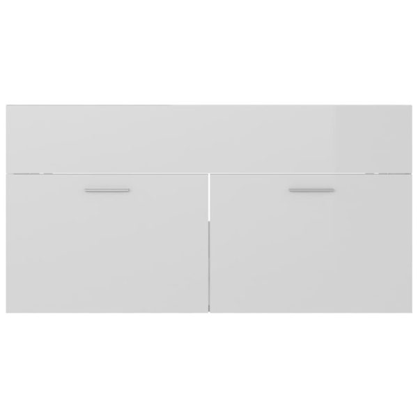Bathroom Furniture Set Engineered Wood – 90×38.5×46 cm, High Gloss White