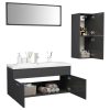Bathroom Furniture Set Engineered Wood – 100×38.5×46 cm, High Gloss Grey