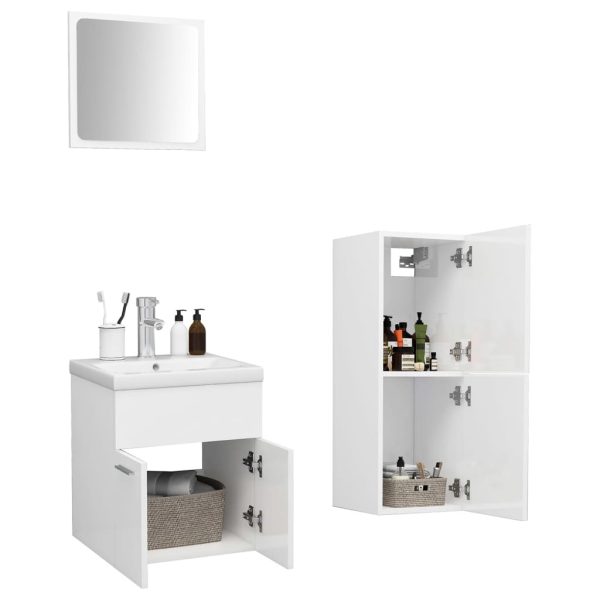 Bathroom Furniture Set Engineered Wood – 41×38.5×46 cm, High Gloss White