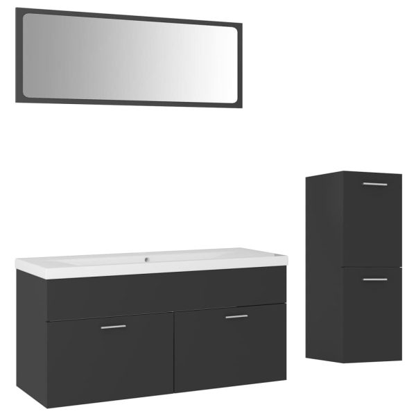 Bathroom Furniture Set Engineered Wood – 100×38.5×46 cm, Grey