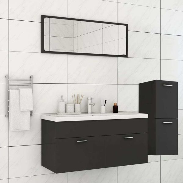 Bathroom Furniture Set Engineered Wood – 100×38.5×46 cm, Grey