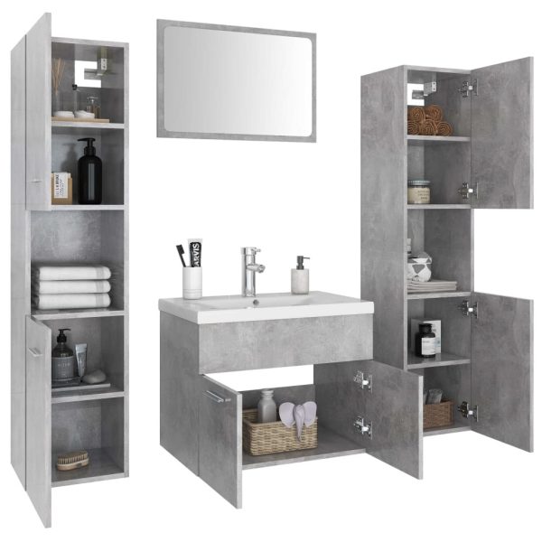 Bathroom Furniture Set Engineered Wood – 60×38.5×46 cm, Concrete Grey