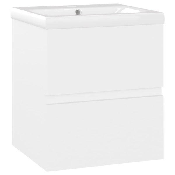 Sink Cabinet with Built-in Basin Engineered Wood – White, Without Mirror