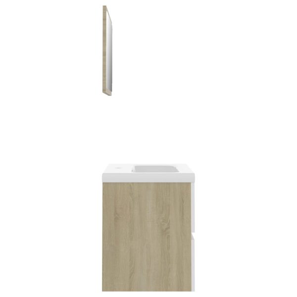 Bathroom Furniture Set Engineered Wood – 60×38.5×45 cm, White and Sonoma Oak