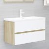 Bathroom Furniture Set Engineered Wood – 80×38.5×45 cm, White and Sonoma Oak