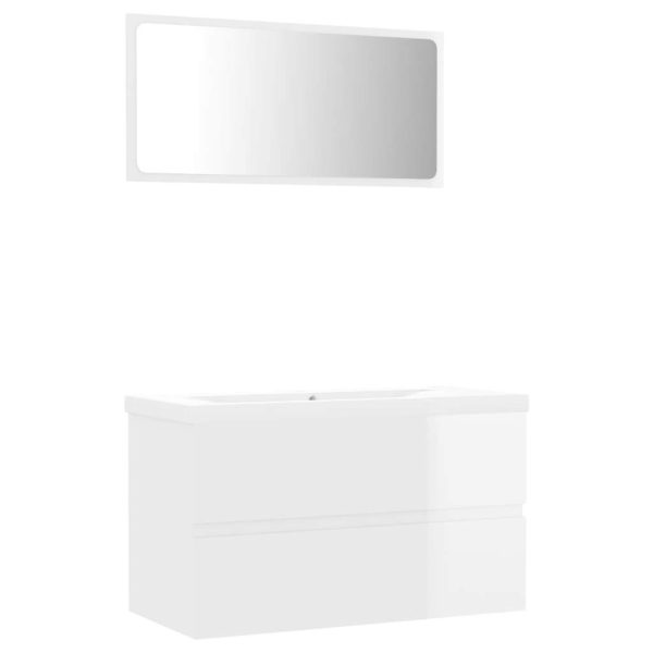 Bathroom Furniture Set Engineered Wood – 80×38.5×45 cm, High Gloss White