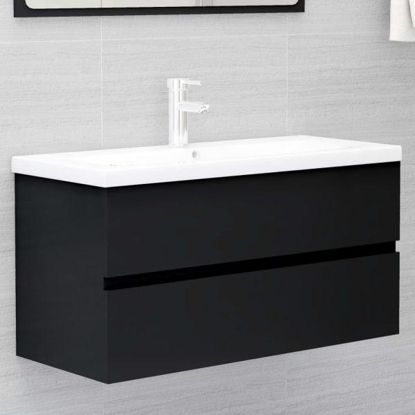 Bathroom Furniture Set Engineered Wood – 90×38.5×45 cm, Black