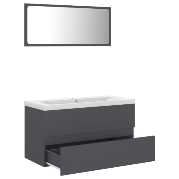 Bathroom Furniture Set Engineered Wood – 90×38.5×45 cm, Grey