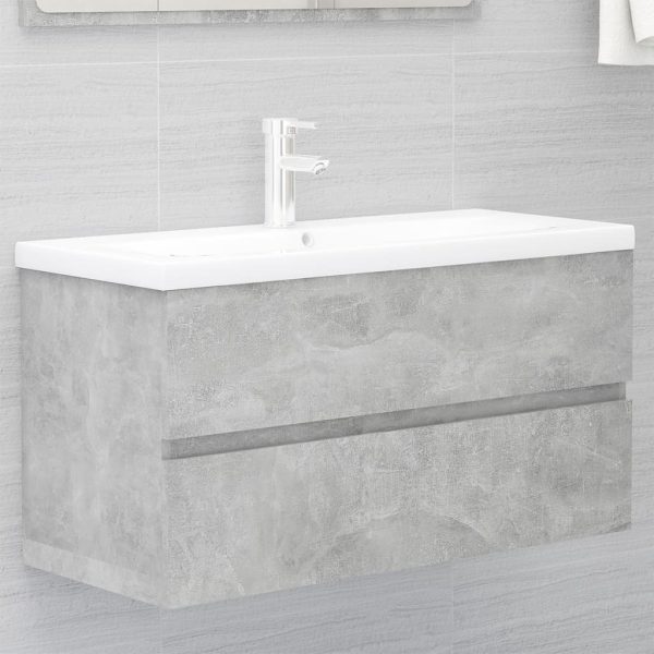 Bathroom Furniture Set Engineered Wood – 90×38.5×45 cm, Concrete Grey