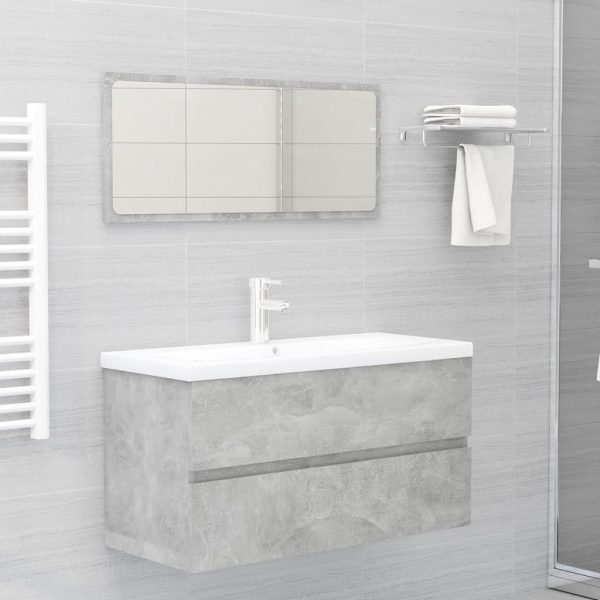 Bathroom Furniture Set Engineered Wood – 90×38.5×45 cm, Concrete Grey