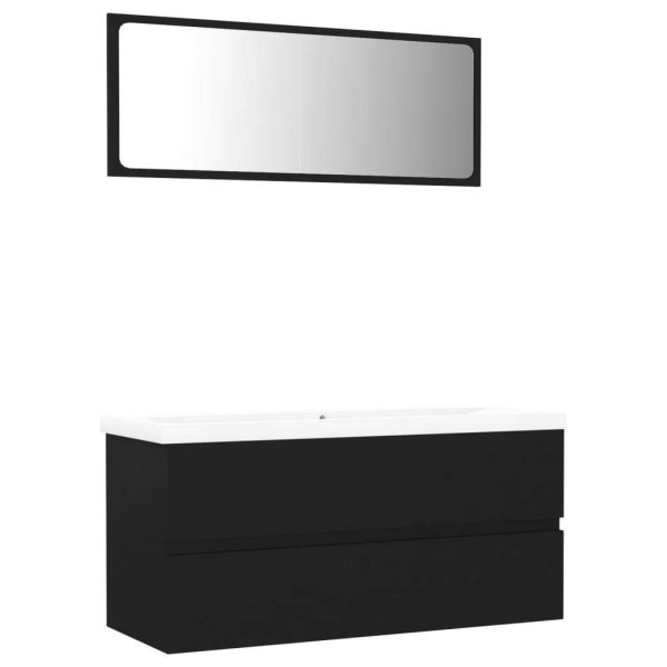 Bathroom Furniture Set Engineered Wood – 100×38.5×45 cm, Black