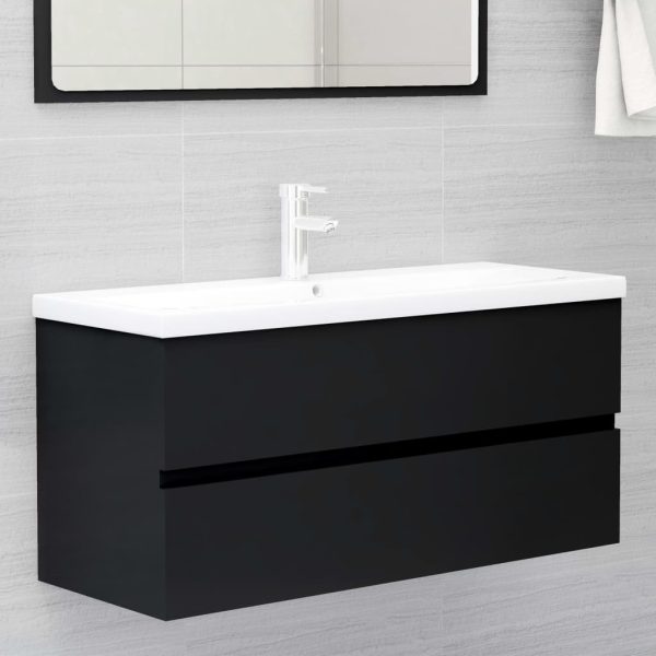 Bathroom Furniture Set Engineered Wood – 100×38.5×45 cm, Black
