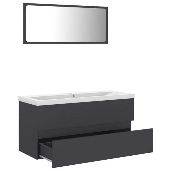 Bathroom Furniture Set Engineered Wood – 100×38.5×45 cm, Grey