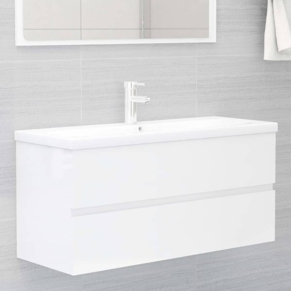 Bathroom Furniture Set Engineered Wood – 100×38.5×45 cm, High Gloss White
