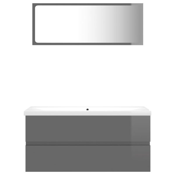Bathroom Furniture Set Engineered Wood – 100×38.5×45 cm, High Gloss Grey