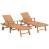 Sun Lounger Solid Teak Wood – Without Table, 2