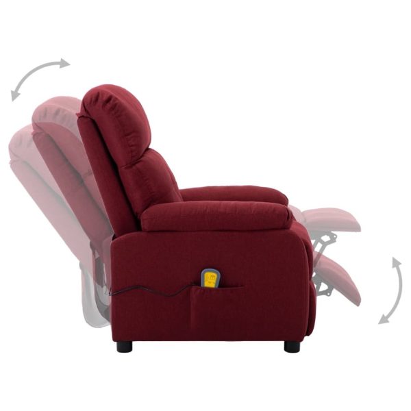 Electric Massage Recliner Chair Fabric – Wine Red