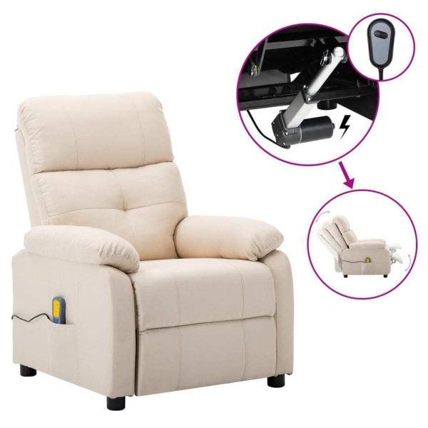 Electric Massage Recliner Chair Fabric – Cream