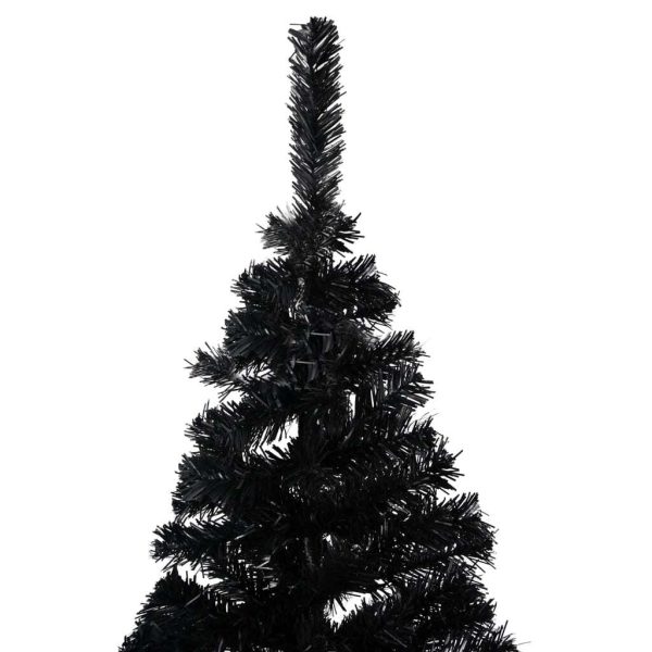 Artificial Christmas Tree with LEDs&Stand PVC – 150×75 cm, Black