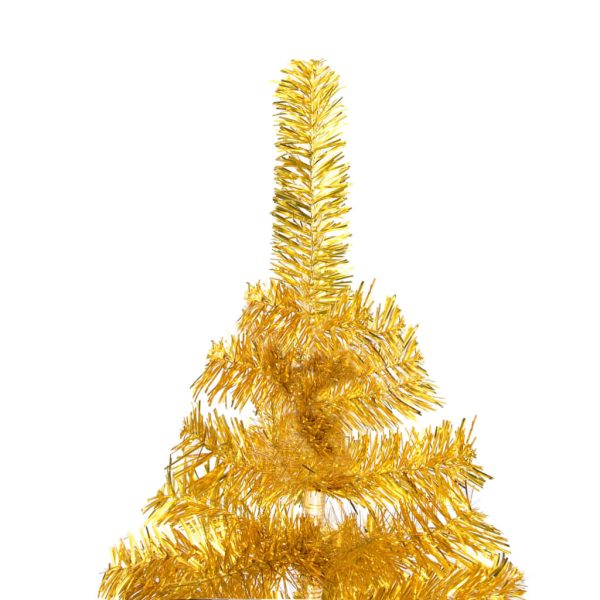 Artificial Christmas Tree with LEDs&Stand PVC – 150×75 cm, Gold