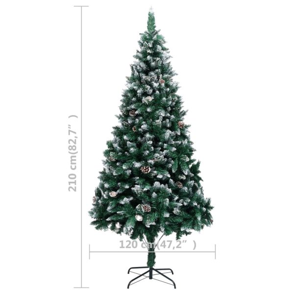 Artificial Christmas Tree LEDs&Pine Cones&White Snow – 210×120 cm