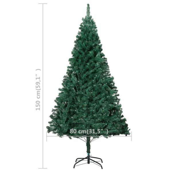 Artificial Christmas Tree with LEDs&Thick Branches – 150×80 cm, Green